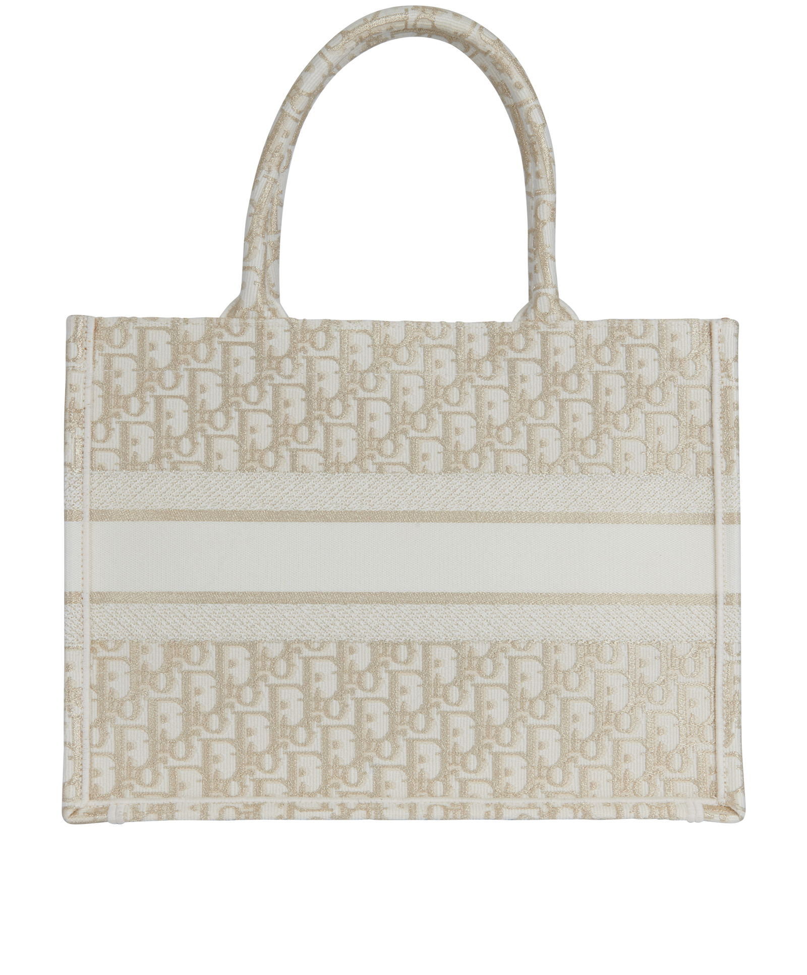 Medium Book Tote, &pound;1,900, Handbags, Beige/Gold, Canvas, Back view